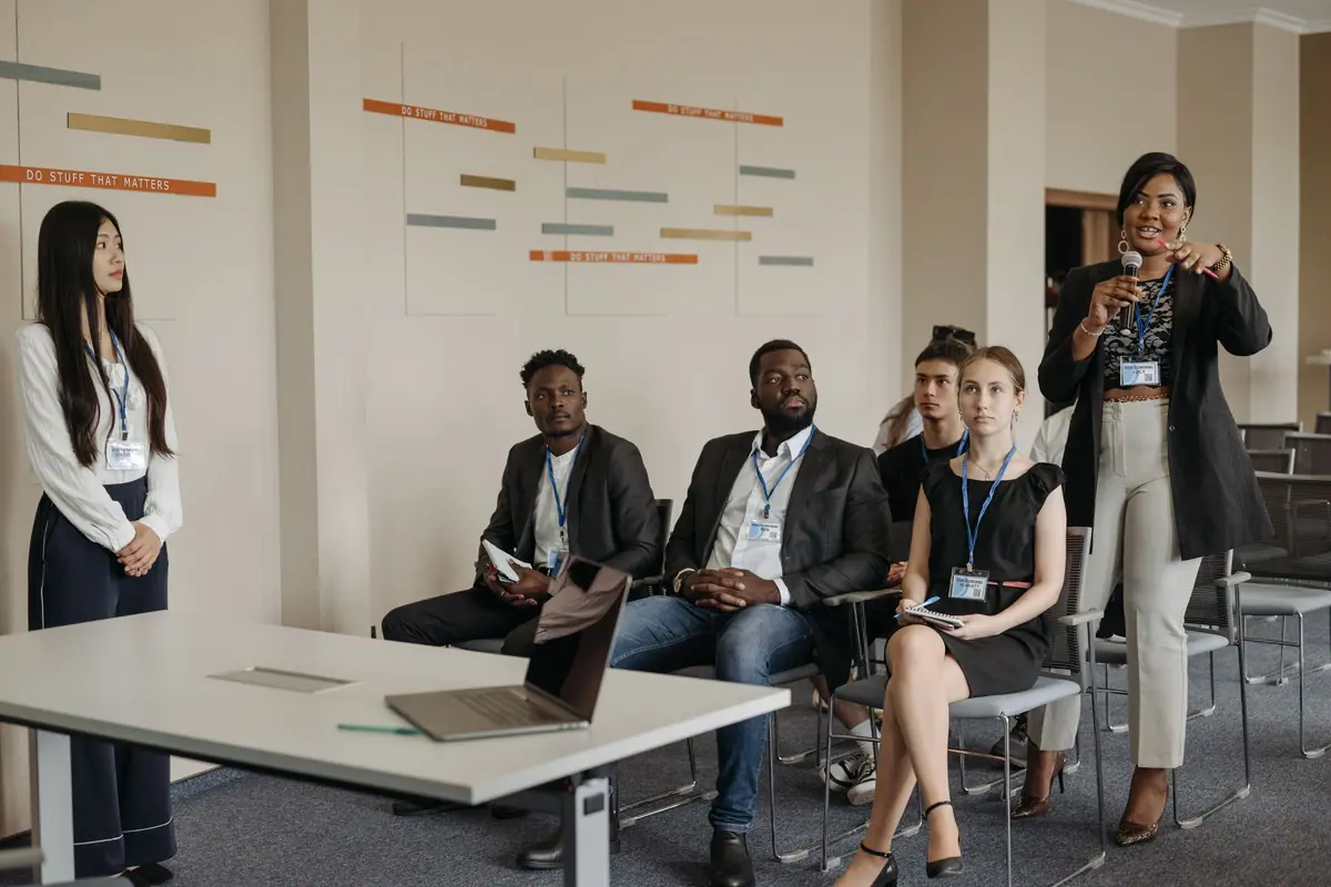 International delegates participating in a leadership seminar